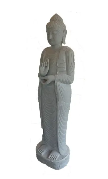 Product image 3 of the product “Standing Buddha made of Riverstone in Dharmachakra position - gesture of wheel of the teaching of Dharma. About 180cm height. ”